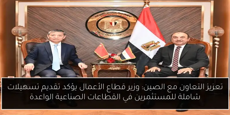 تعزيز التعاون مع الصين: وزير قطاع الأعمال يؤكد تقديم تسهيلات شاملة للمستثمرين في القطاعات الصناعية الواعدة