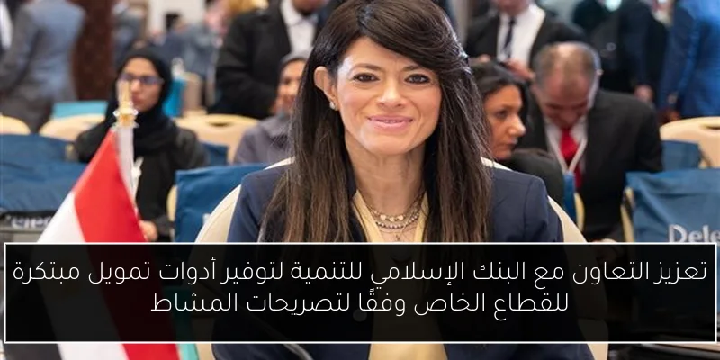 تعزيز التعاون مع البنك الإسلامي للتنمية لتوفير أدوات تمويل مبتكرة للقطاع الخاص وفقًا لتصريحات المشاط