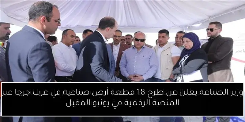 وزير الصناعة يعلن عن طرح 18 قطعة أرض صناعية في غرب جرجا عبر المنصة الرقمية في يونيو المقبل