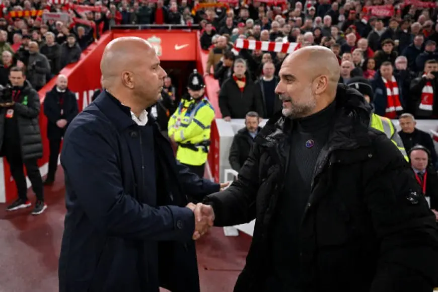 سلوت يتنافس مع جوارديولا على لقب مدرب الشهر في الدوري الإنجليزي