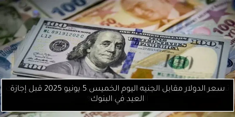 سعر الدولار مقابل الجنيه اليوم الخميس 5 يونيو 2025 قبل إجازة العيد في البنوك