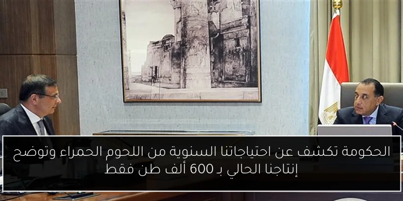 الحكومة تكشف عن احتياجاتنا السنوية من اللحوم الحمراء وتوضح إنتاجنا الحالي بـ 600 ألف طن فقط