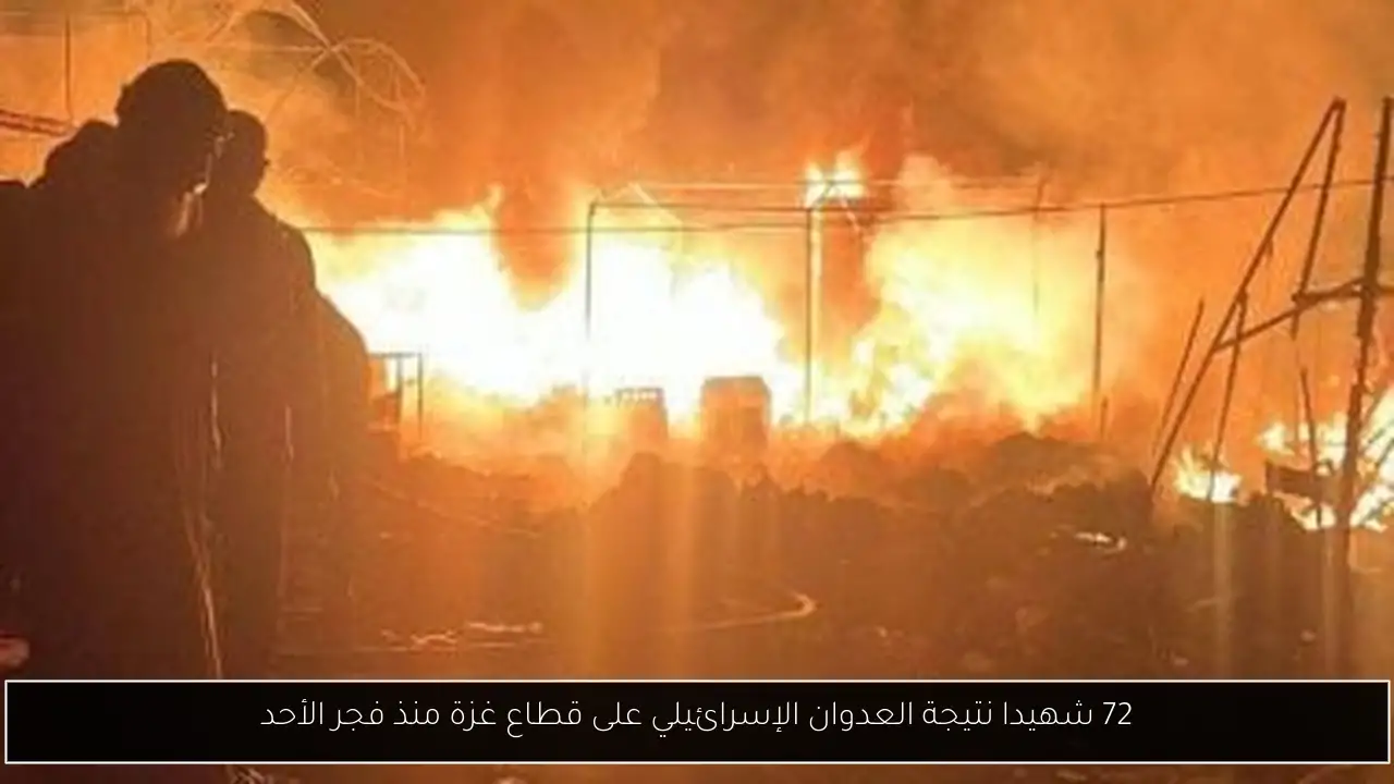 72 شهيدا نتيجة العدوان الإسرائيلي على قطاع غزة منذ فجر الأحد