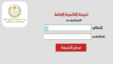 نتيجة الثانوية العامة برقم الجلوس