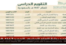 التقويم الدراسي 1447