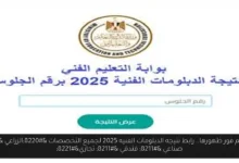 رابط نتيجة الدبلومات الفنية 2025
