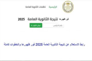 نتيجة الثانوية العامة 2025 بالاسم
