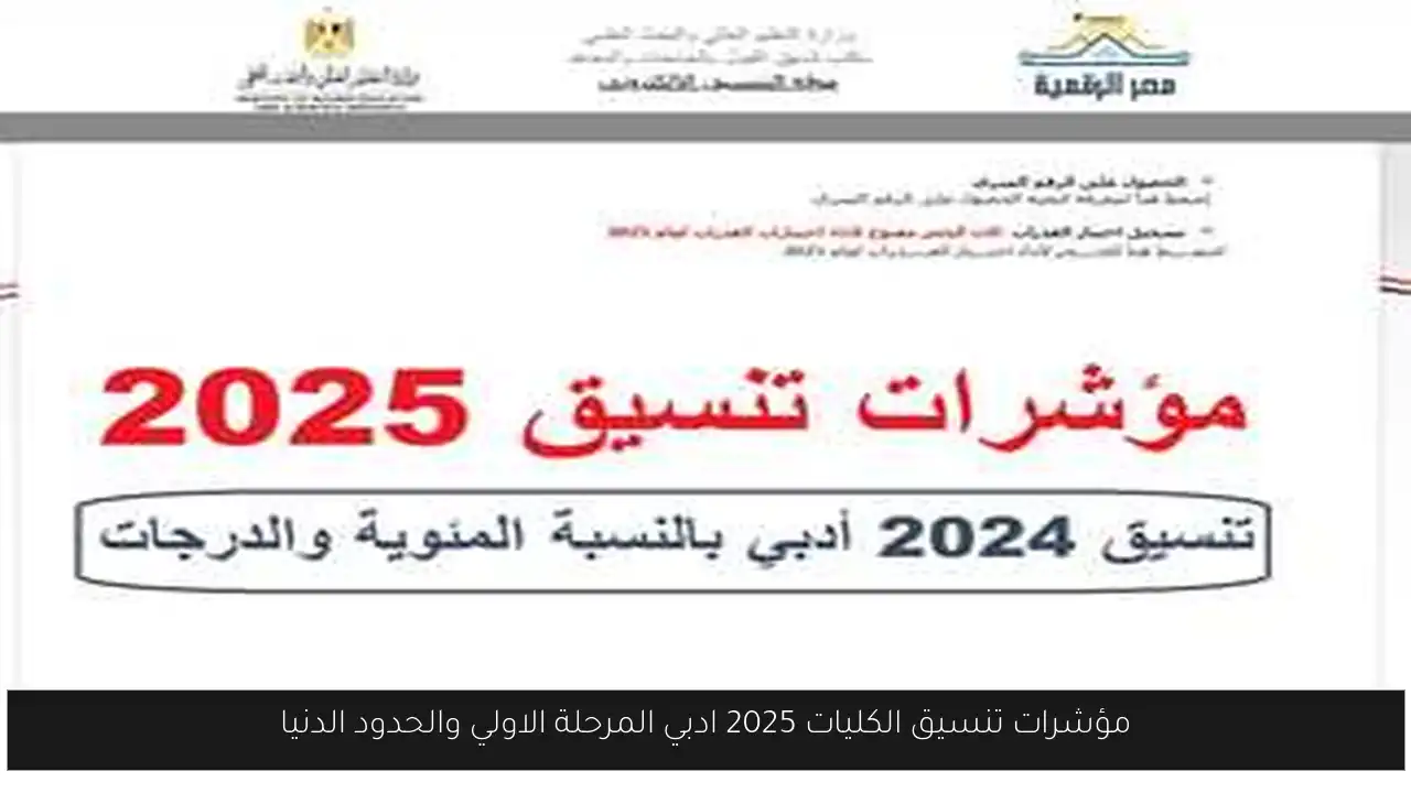 تنسيق الكليات 2025 ادبي