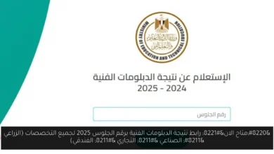 نتيجة الدبلومات الفنية برقم الجلوس 2025