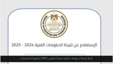 نتيجة الدبلومات الفنيه برقم الجلوس 2025