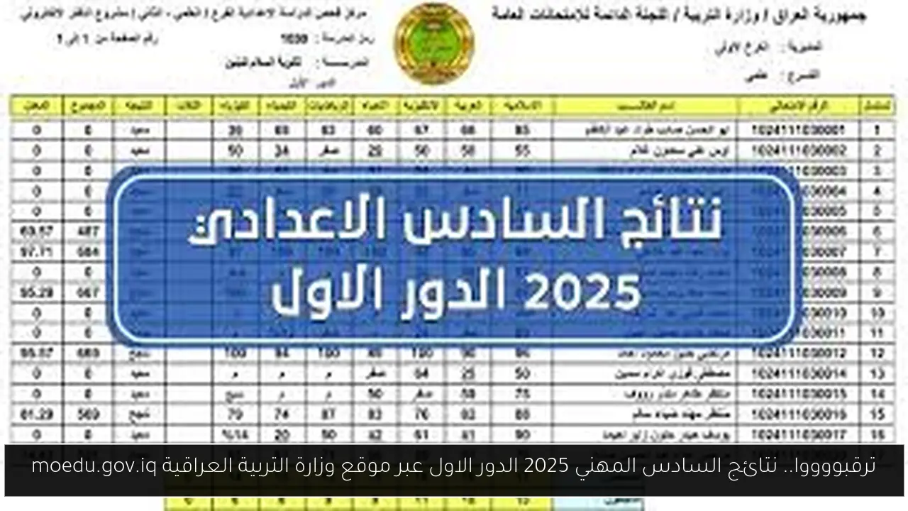 نتائج السادس المهني 2025 الدور الاول