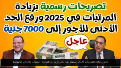 جدول زيادة المرتبات 2025