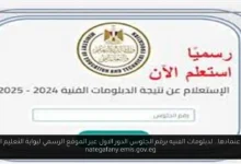 نتيجة الدبلومات الفنيه برقم الجلوس