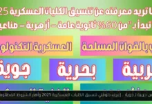 تنسيق الكليات العسكرية 2025