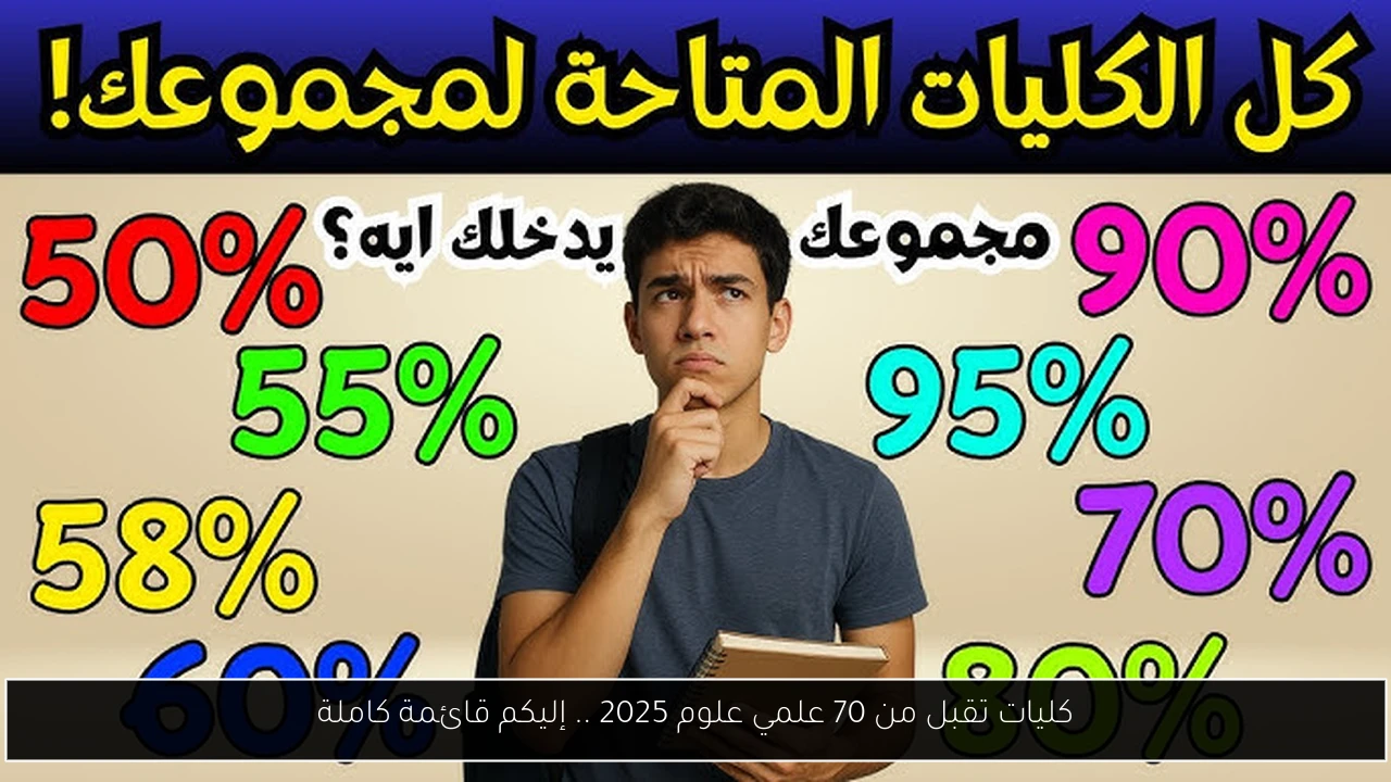 كليات تقبل من 70 علمي علوم 2025