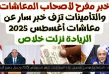 زيادة المعاشات شهر اغسطس 2025