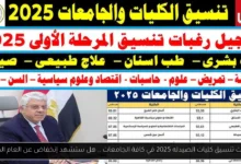 تنسيق كليات الصيدله 2025