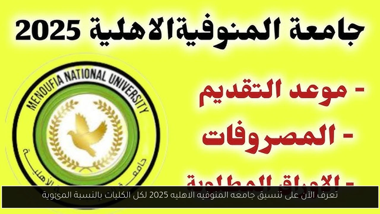 تنسيق جامعه المنوفيه الاهليه