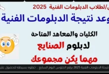 ظهور نتيجة الدبلومات الفنية 2025 برقم الجلوس اليوم السابع