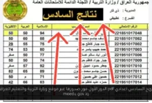 نتائج السادس اعدادي pdf