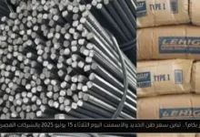 سعر طن الحديد والأسمنت اليوم