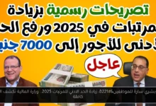 زيادة الحد الادني للمرتبات 2025
