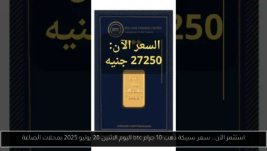سعر سبيكة ذهب 10 جرام btc اليوم
