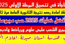 تنسيق المرحلة الأولى 2025 علمي وادبي