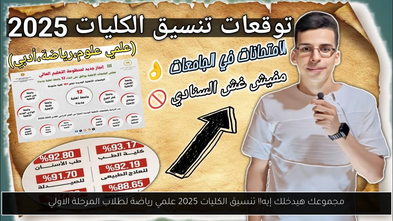 تنسيق الكليات 2025 علمي رياضة