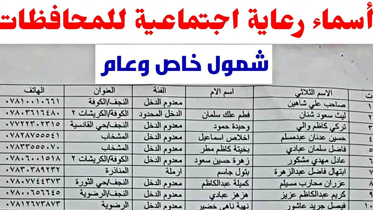 أسماء الرعاية الاجتماعية الوجبة الأخيرة
