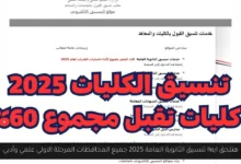 تنسيق الثانوية العامة 2025 جميع المحافظات