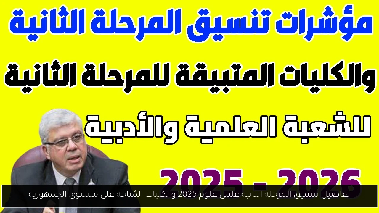 تنسيق المرحله الثانيه علمي علوم