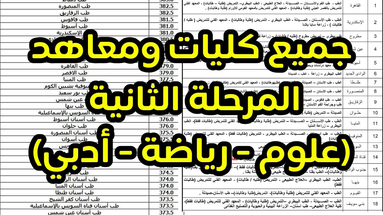 اعلان تنسيق الثانوية العامة 2025 المرحلة الثانية