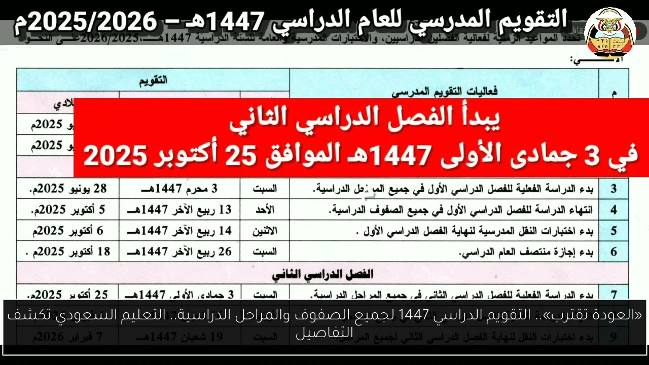 التقويم الدراسي 1447