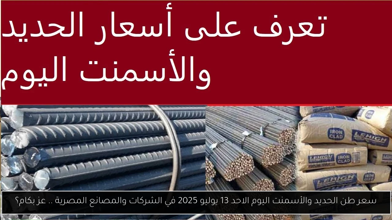 سعر طن الحديد والأسمنت اليوم