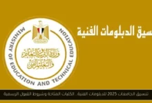 تنسيق الجامعات 2025 للدبلومات الفنية