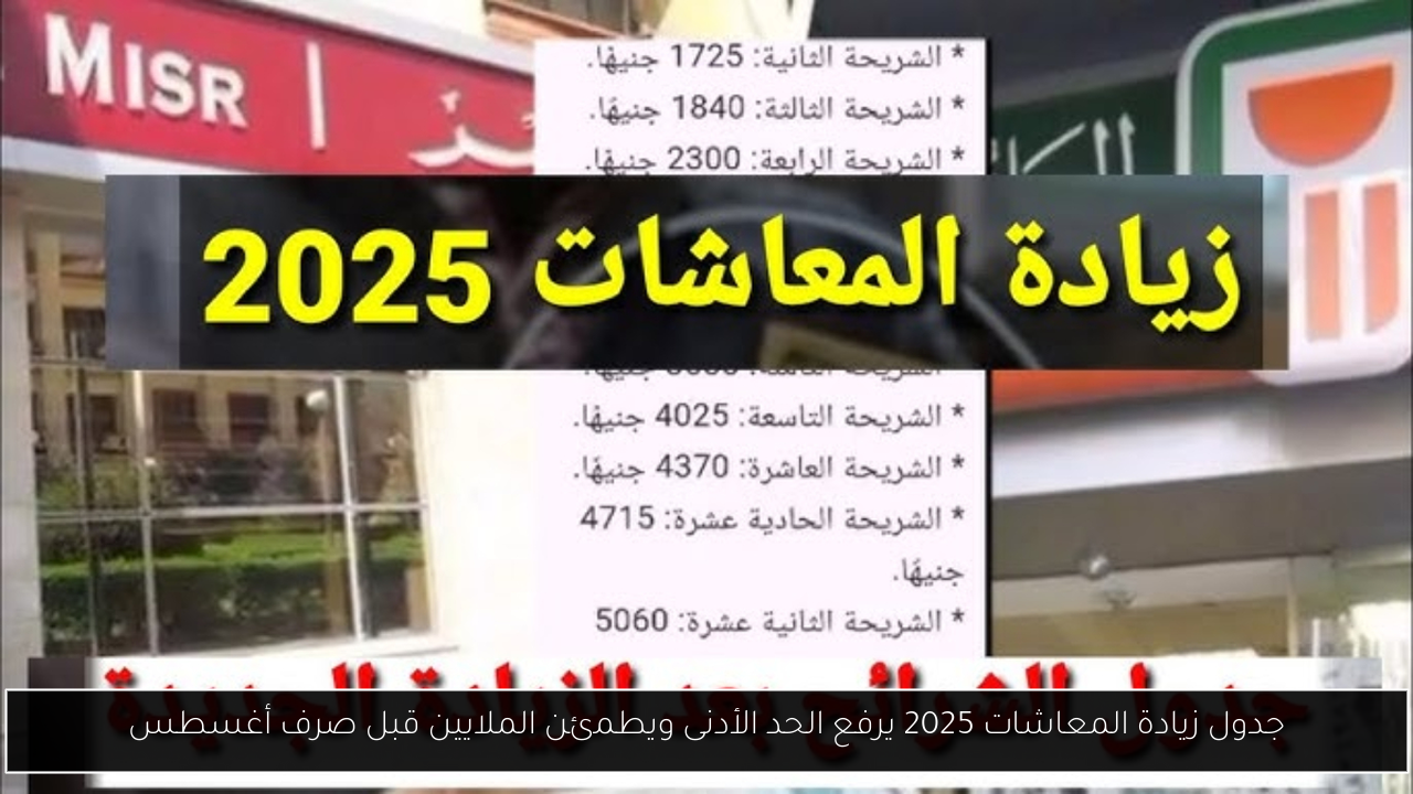 جدول زيادة المعاشات 2025