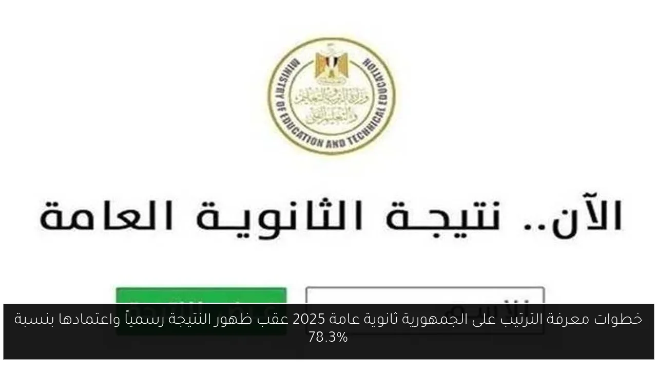 الترتيب على الجمهورية ثانوية عامة 2025