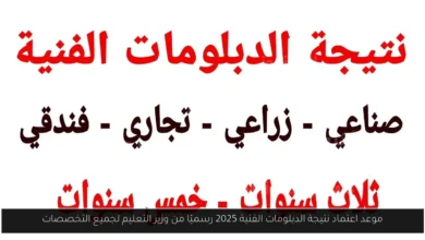 نتيجة الدبلومات الفنية 2025 الدور الأول برقم الجلوس