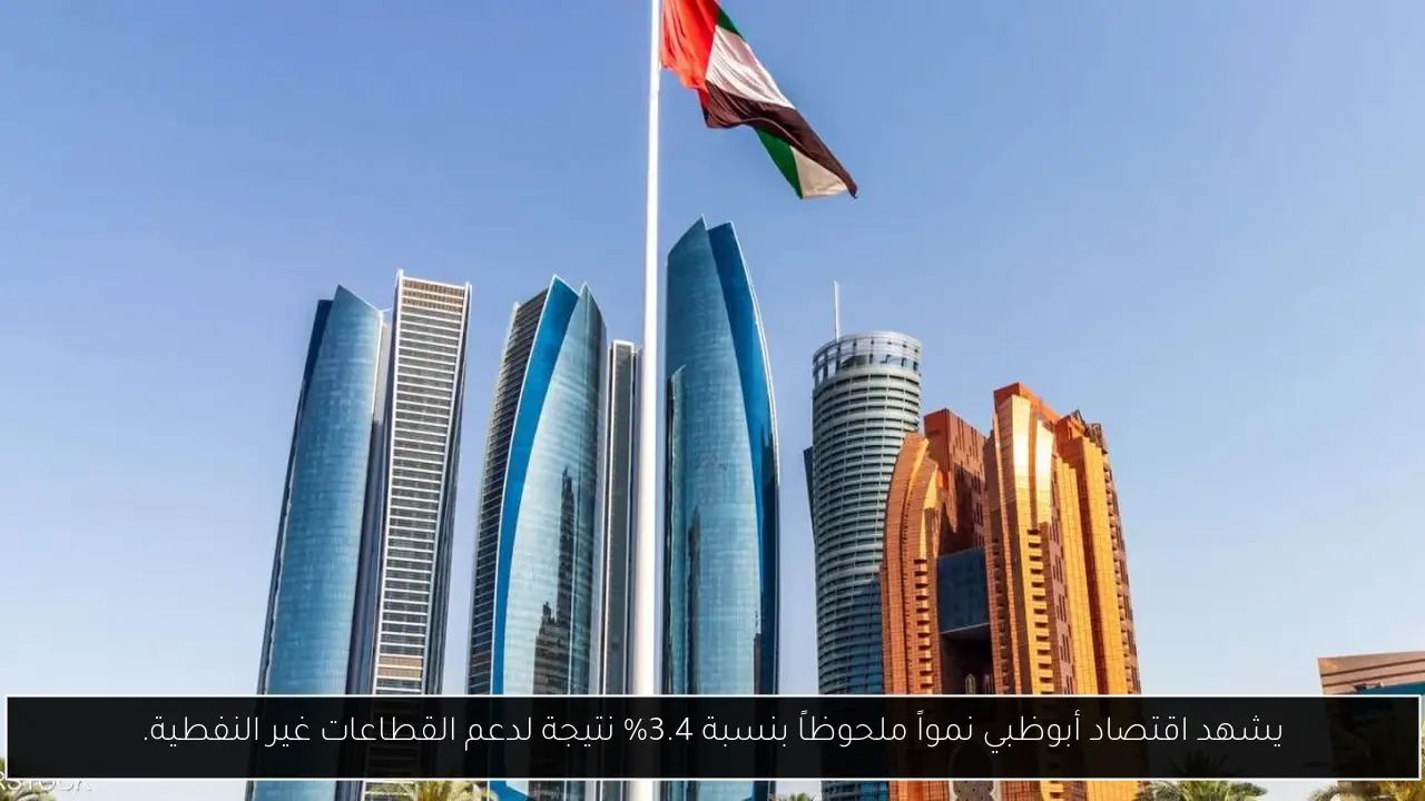 يشهد اقتصاد أبوظبي نمواً ملحوظاً بنسبة 3.4% نتيجة لدعم القطاعات غير النفطية.