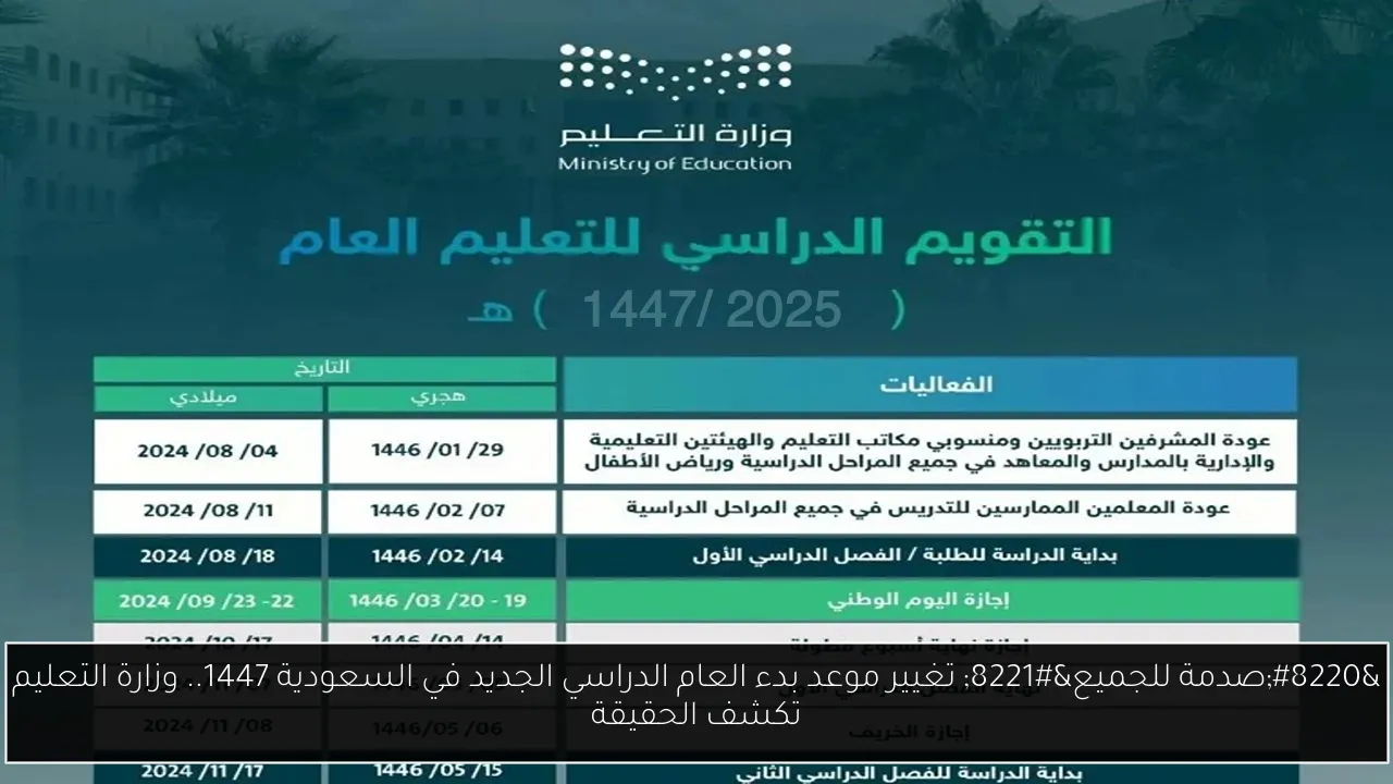 تغيير موعد بدء العام الدراسي الجديد في السعودية