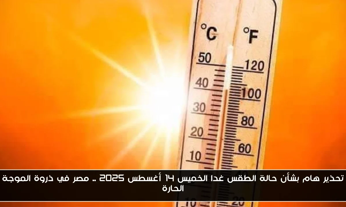 تحذير هام بشأن حالة الطقس غدا الخميس 14 أغسطس 2025 .. مصر في ذروة الموجة الحارة