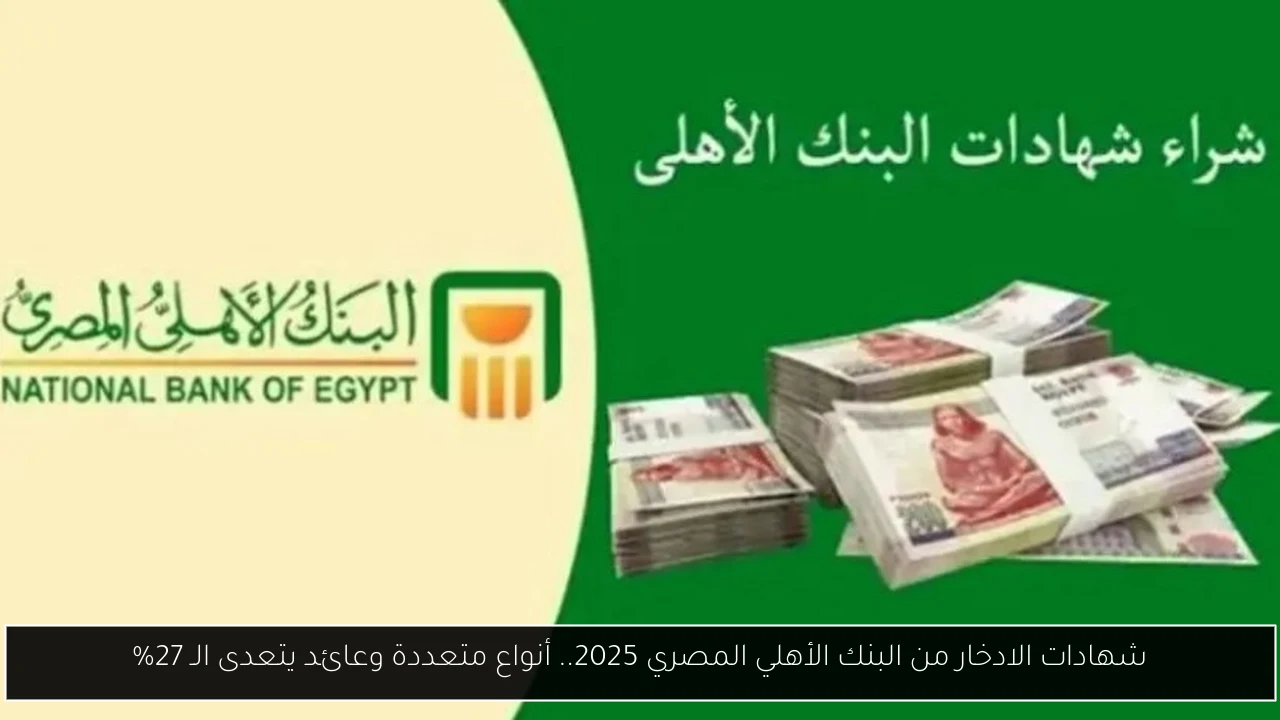 شهادات الادخار من البنك الأهلي المصري 2025.. أنواع متعددة وعائد يتعدى الـ 27%
