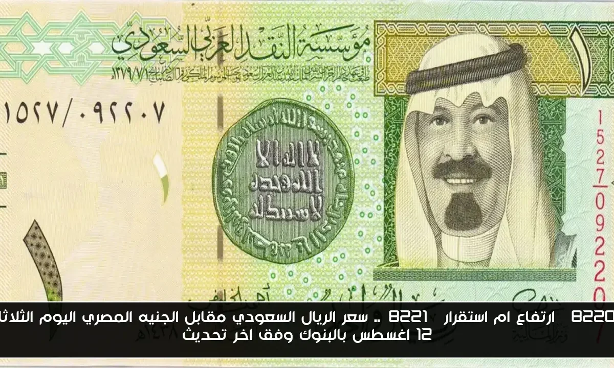 “ارتفاع ام استقرار”.. سعر الريال السعودي مقابل الجنيه المصري اليوم الثلاثاء 12 اغسطس بالبنوك وفق اخر تحديث