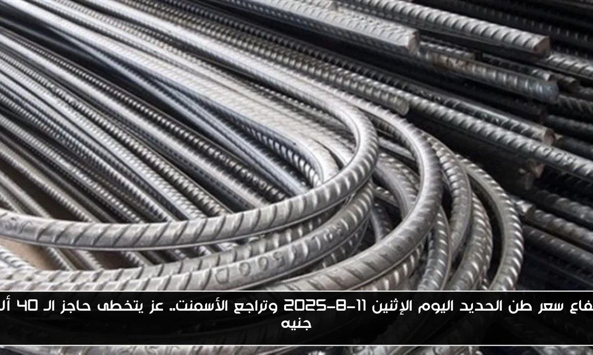 ارتفاع سعر طن الحديد اليوم الإثنين 11-8-2025 وتراجع الأسمنت.. عز يتخطى حاجز الـ 40 ألف جنيه