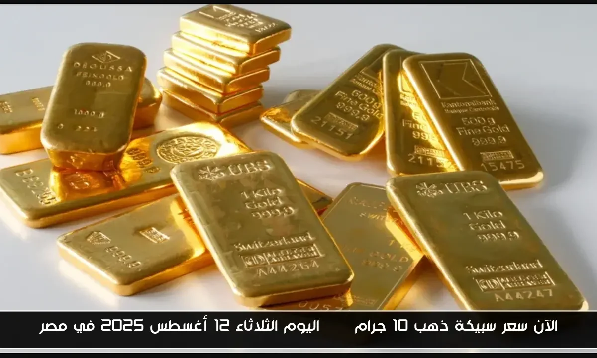 الآن سعر سبيكة ذهب 10 جرام btc اليوم الثلاثاء 12 أغسطس 2025 في مصر