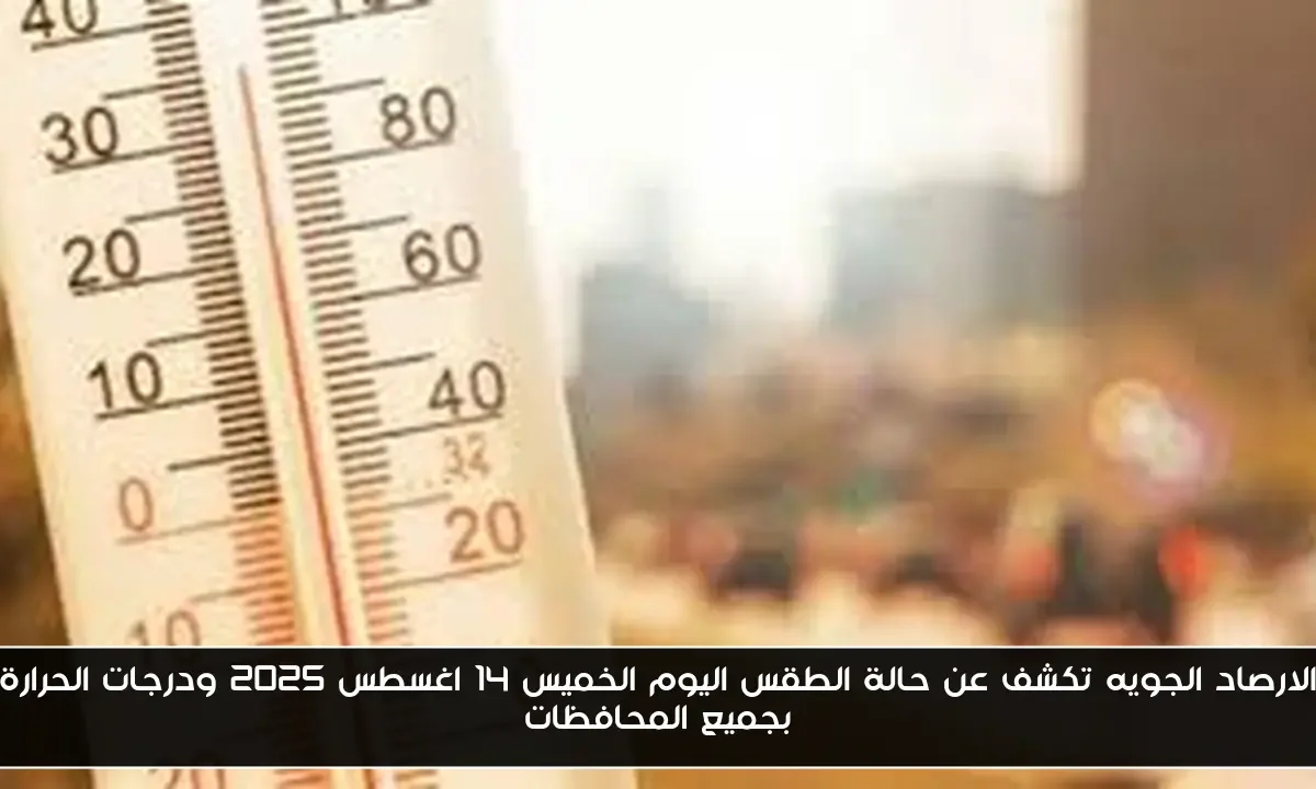 الارصاد الجويه تكشف عن حالة الطقس اليوم الخميس 14 اغسطس 2025 ودرجات الحرارة بجميع المحافظات
