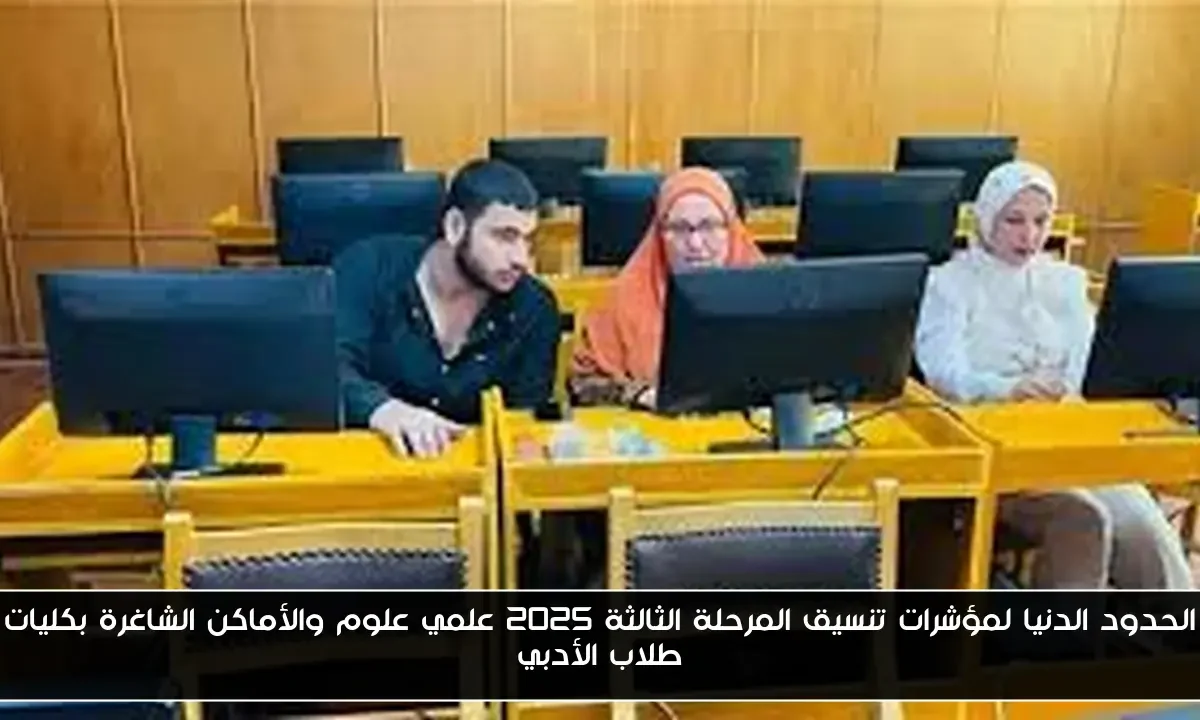 الحدود الدنيا لمؤشرات تنسيق المرحلة الثالثة 2025 علمي علوم والأماكن الشاغرة بكليات طلاب الأدبي