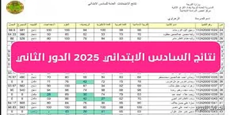 موقع ناجح نتائجنا نتائج السادس الابتدائي 2025 الدور الثاني PDF بالاسم وبرقم الجلوس.. ظهرت هسه