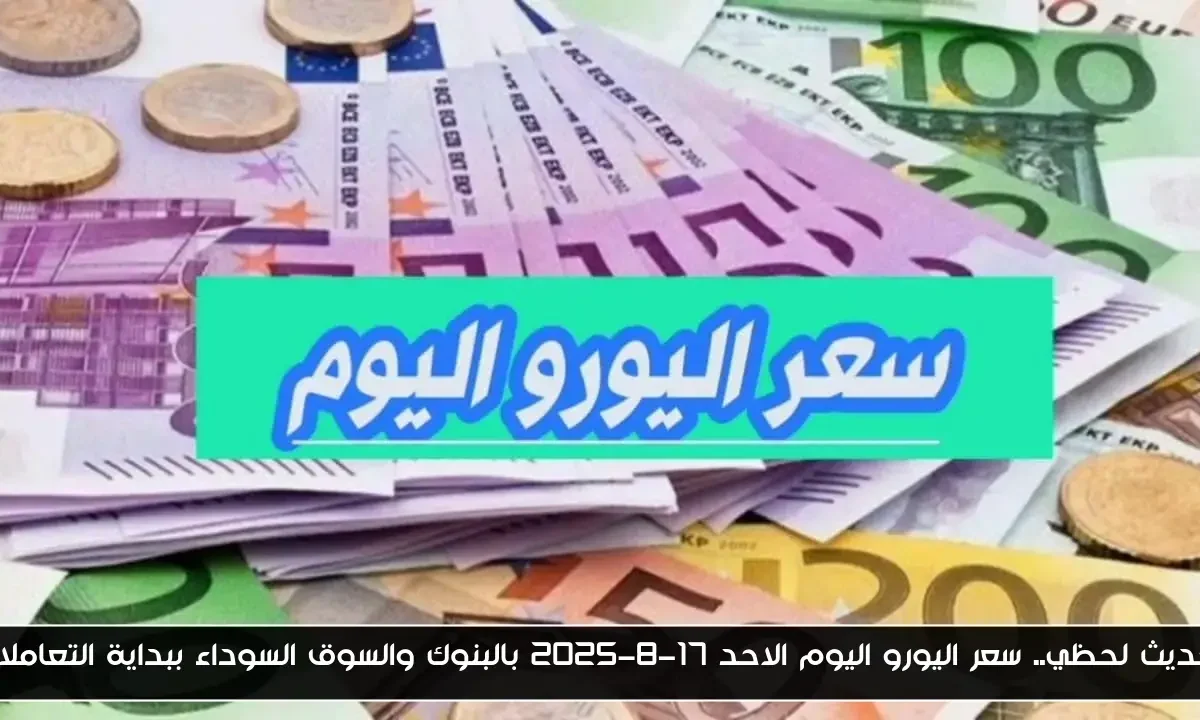 تحديث لحظي.. سعر اليورو اليوم الاحد 17-8-2025 بالبنوك والسوق السوداء ببداية التعاملات